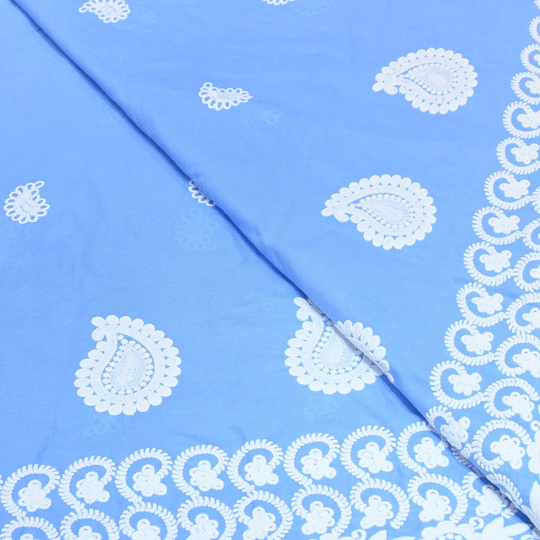 Premium Cotton Chicken Embroidery Plazo Fabric | Soft Cotton Designer Embroidered Fabric | HT11416-08