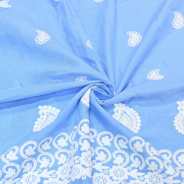 Premium Cotton Chicken Embroidery Plazo Fabric | Soft Cotton Designer Embroidered Fabric | HT11416-08