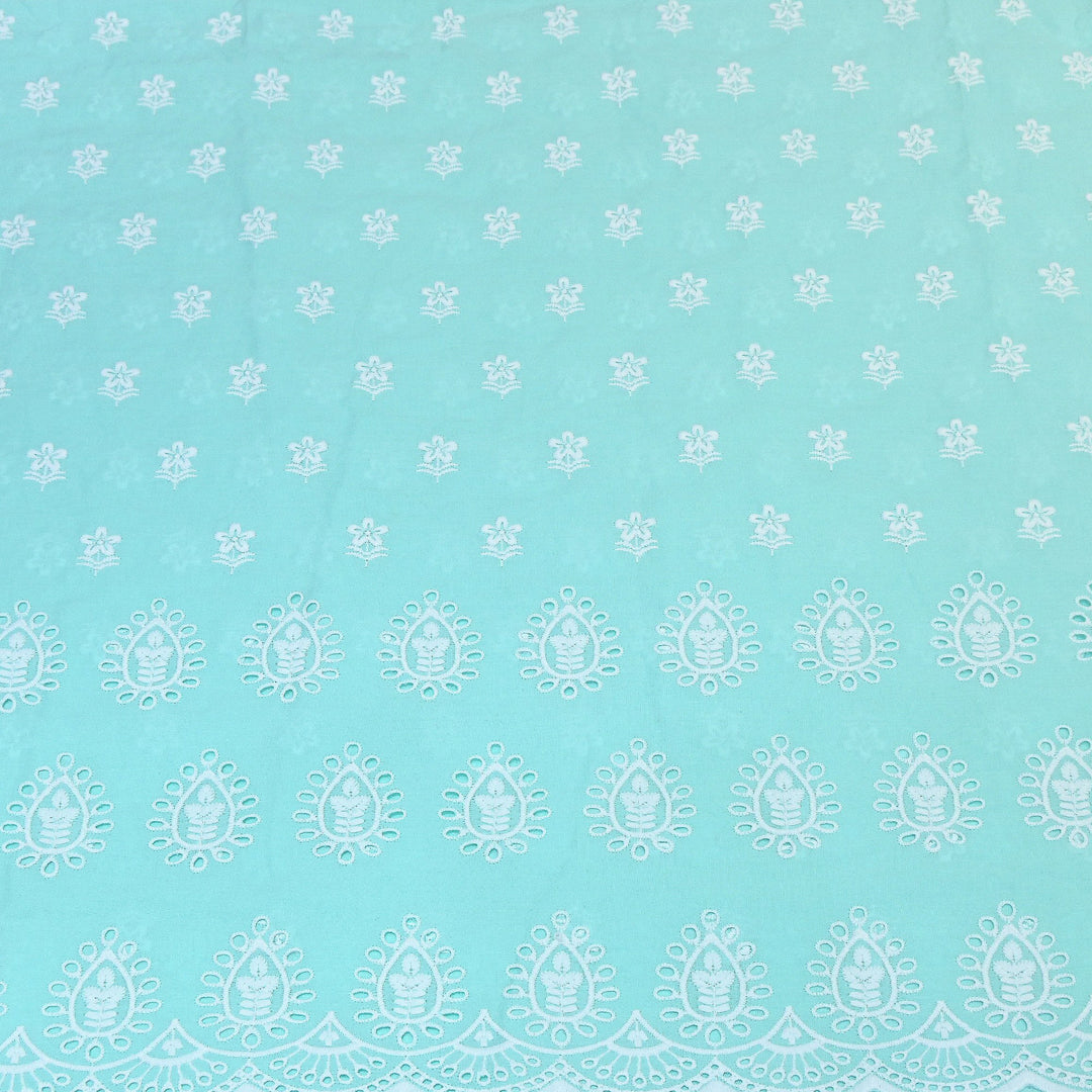 Premium Cotton Chicken Embroidery Plazo Fabric | Soft Cotton Designer Embroidered Fabric | HT73233-01
