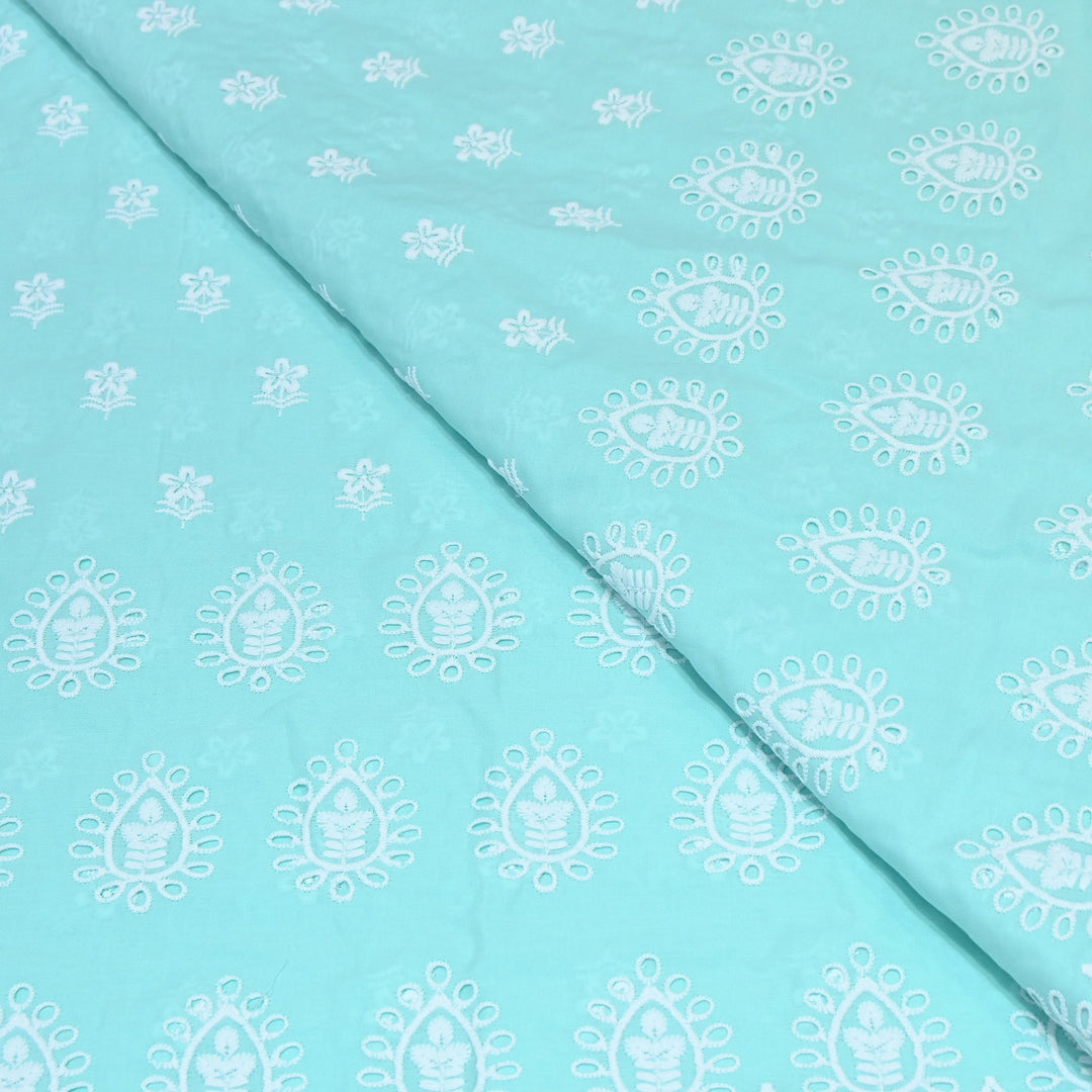 Premium Cotton Chicken Embroidery Plazo Fabric | Soft Cotton Designer Embroidered Fabric | HT73233-01