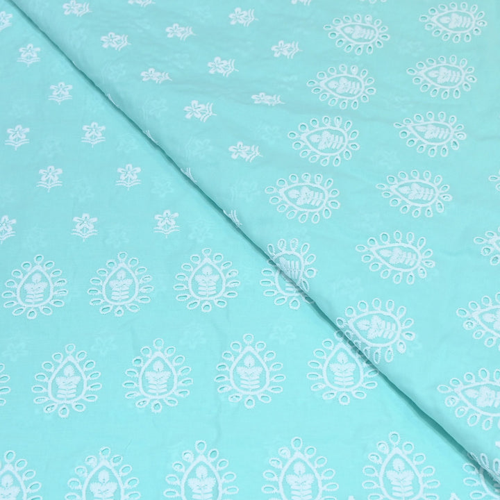 Premium Cotton Chicken Embroidery Plazo Fabric | Soft Cotton Designer Embroidered Fabric | HT73233-01