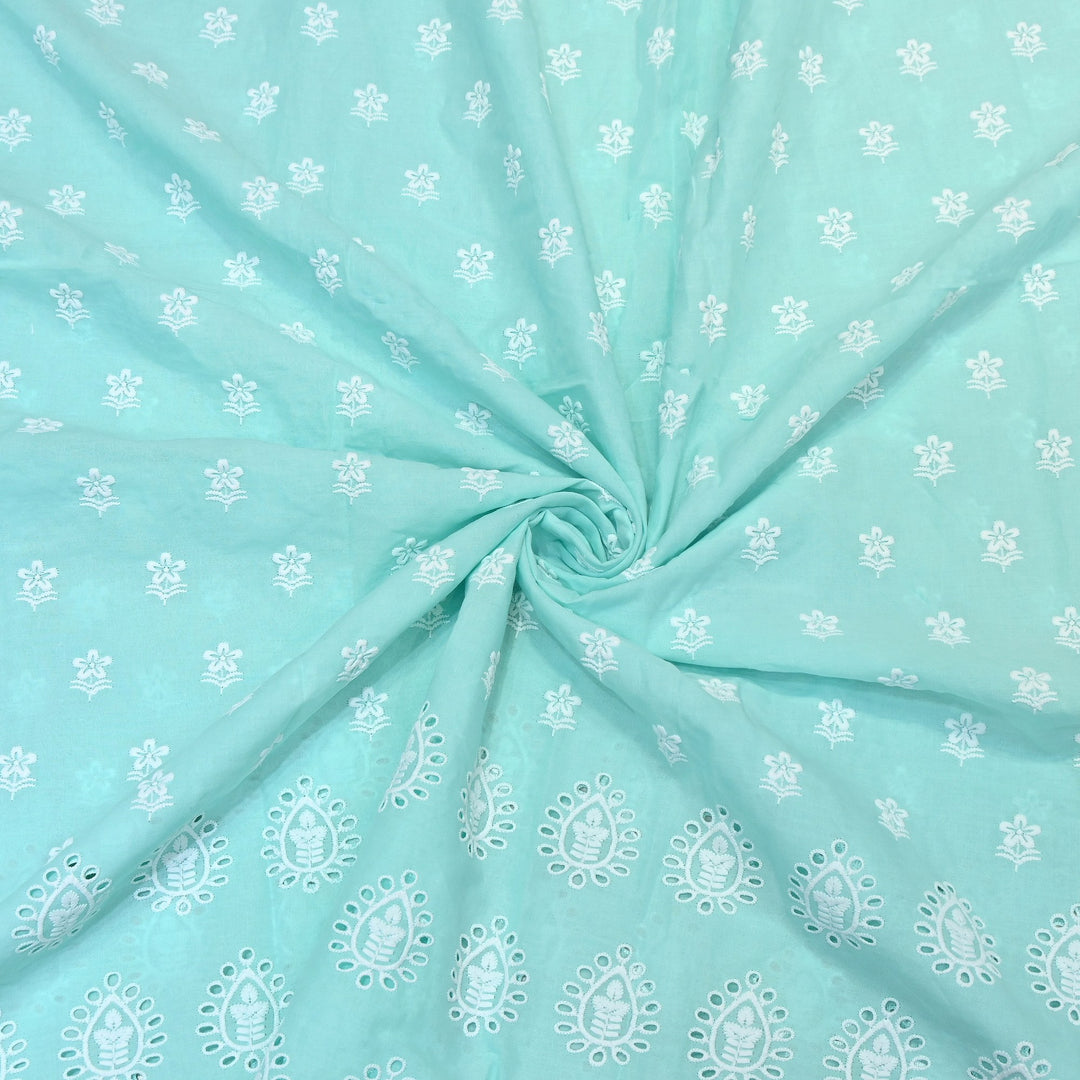 Premium Cotton Chicken Embroidery Plazo Fabric | Soft Cotton Designer Embroidered Fabric | HT73233-01
