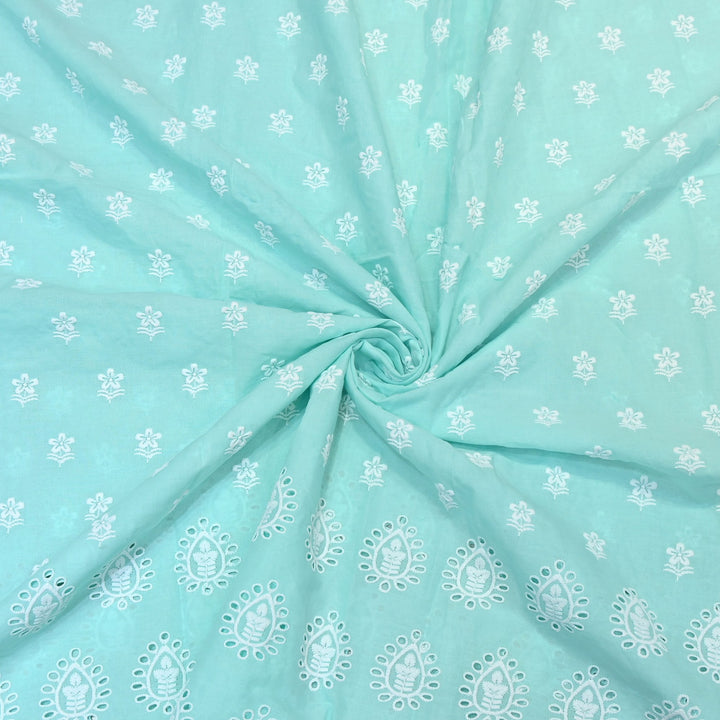 Premium Cotton Chicken Embroidery Plazo Fabric | Soft Cotton Designer Embroidered Fabric | HT73233-01