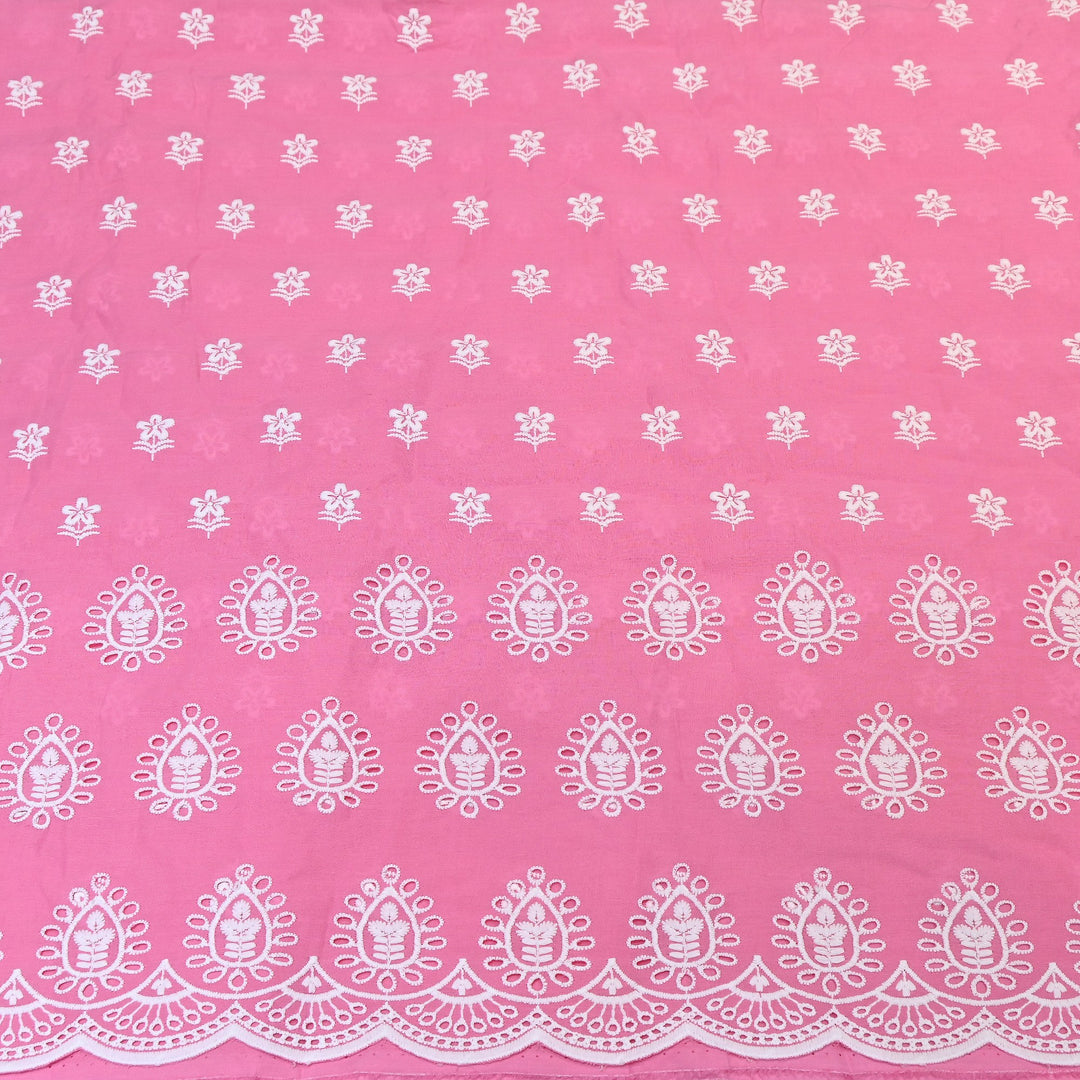 Premium Cotton Chicken Embroidery Plazo Fabric | Soft Cotton Designer Embroidered Fabric | HT73233-02