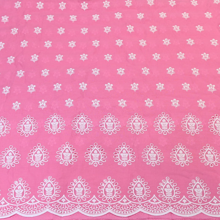 Premium Cotton Chicken Embroidery Plazo Fabric | Soft Cotton Designer Embroidered Fabric | HT73233-02