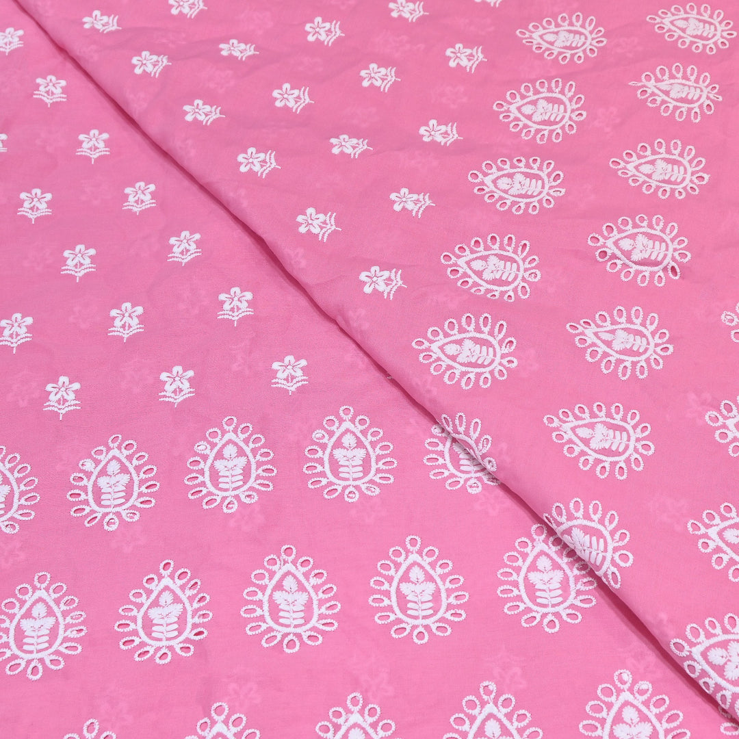 Premium Cotton Chicken Embroidery Plazo Fabric | Soft Cotton Designer Embroidered Fabric | HT73233-02