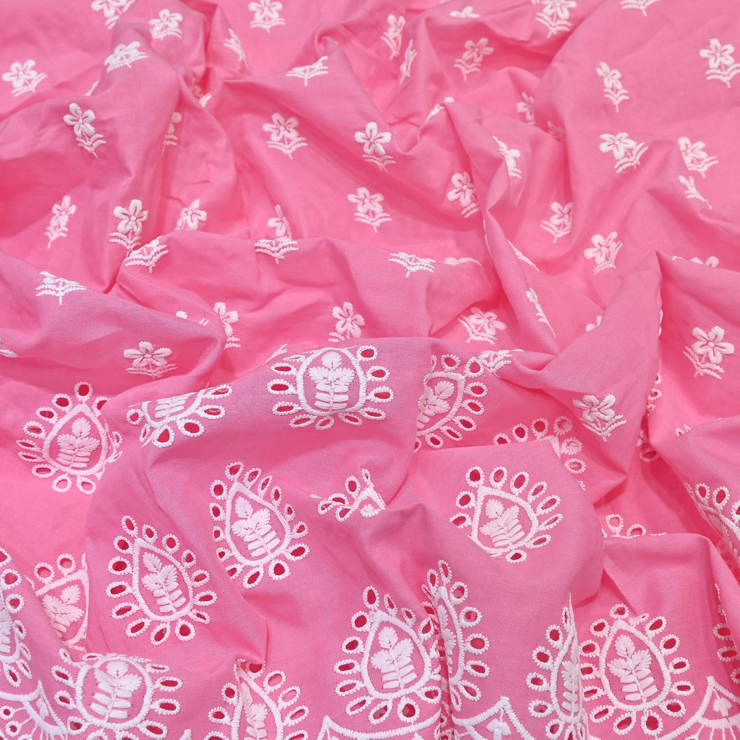 Premium Cotton Chicken Embroidery Plazo Fabric | Soft Cotton Designer Embroidered Fabric | HT73233-02