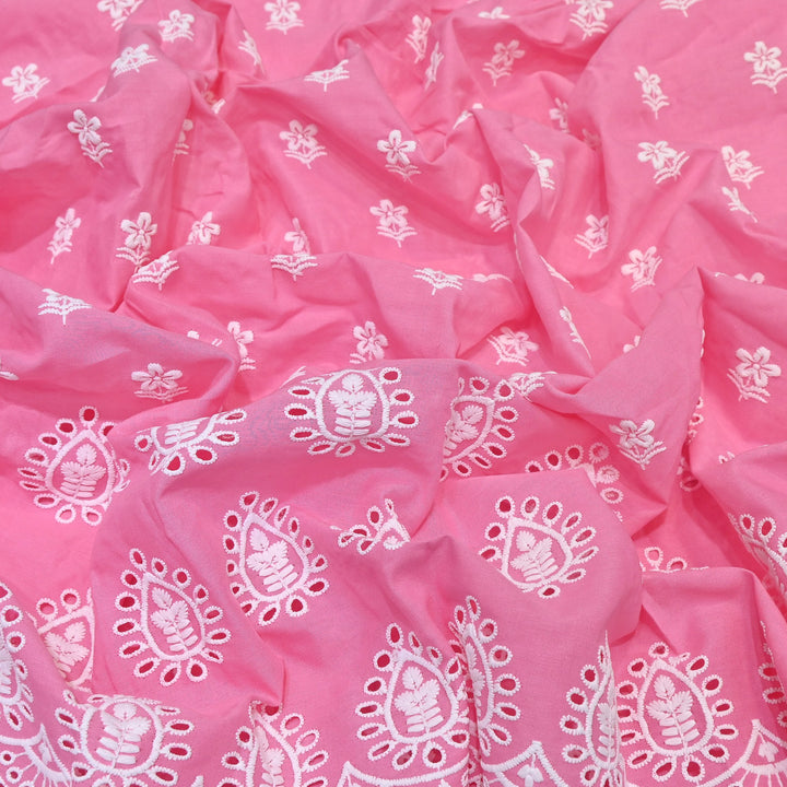 Premium Cotton Chicken Embroidery Plazo Fabric | Soft Cotton Designer Embroidered Fabric | HT73233-02
