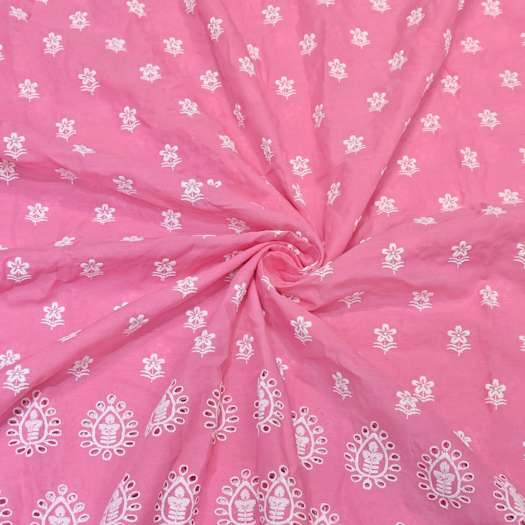 Premium Cotton Chicken Embroidery Plazo Fabric | Soft Cotton Designer Embroidered Fabric | HT73233-02