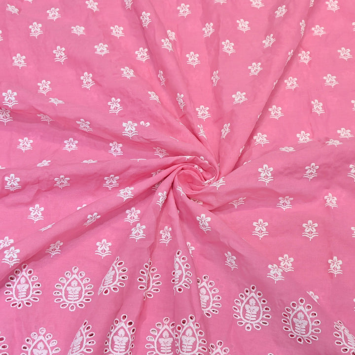 Premium Cotton Chicken Embroidery Plazo Fabric | Soft Cotton Designer Embroidered Fabric | HT73233-02