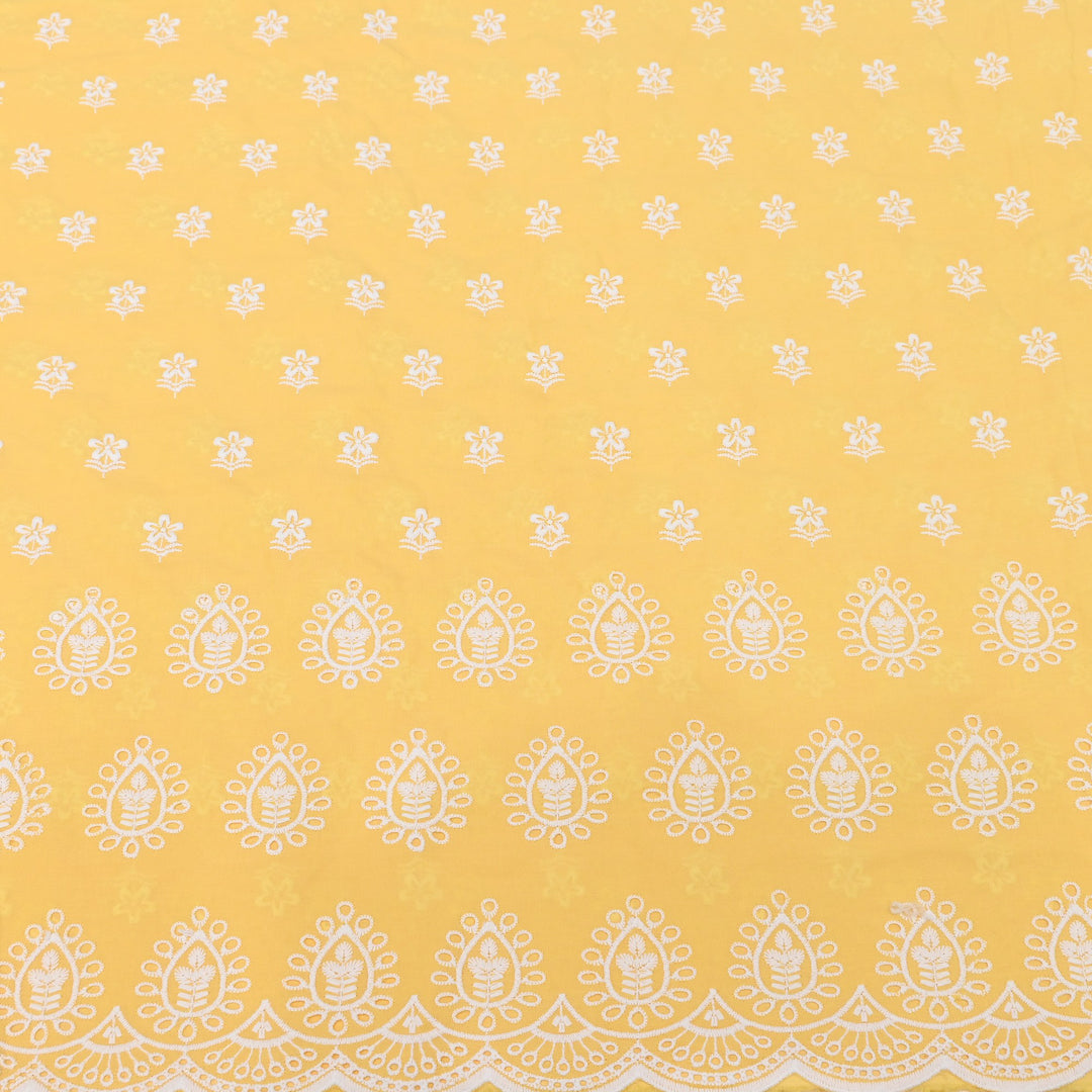 Premium Cotton Chicken Embroidery Plazo Fabric | Soft Cotton Designer Embroidered Fabric | HT73233-03