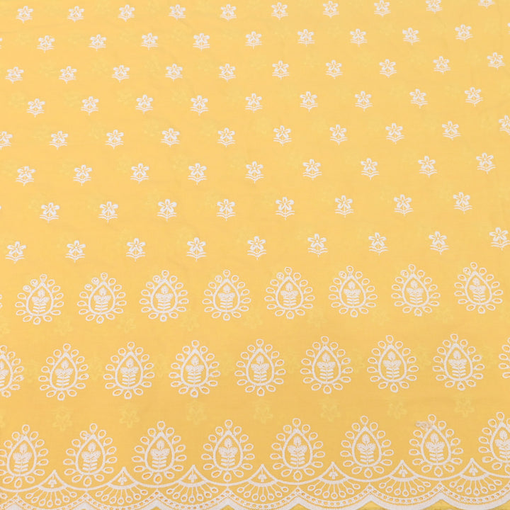 Premium Cotton Chicken Embroidery Plazo Fabric | Soft Cotton Designer Embroidered Fabric | HT73233-03