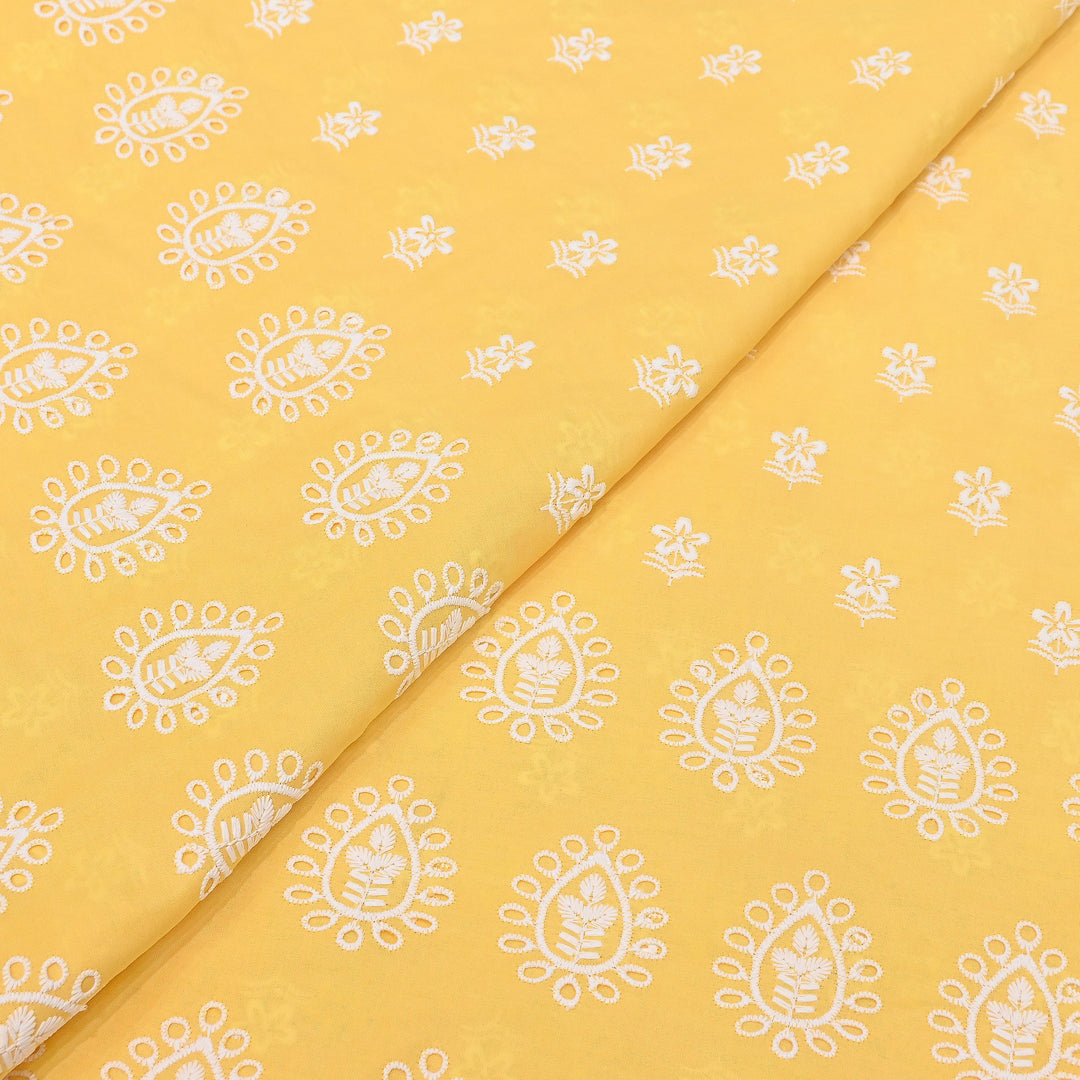 Premium Cotton Chicken Embroidery Plazo Fabric | Soft Cotton Designer Embroidered Fabric | HT73233-03