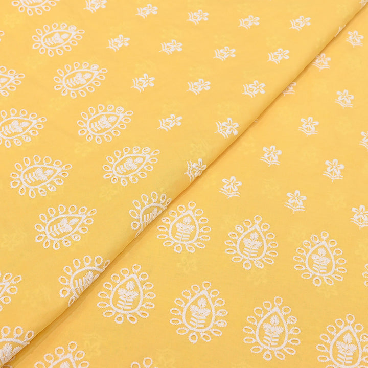 Premium Cotton Chicken Embroidery Plazo Fabric | Soft Cotton Designer Embroidered Fabric | HT73233-03
