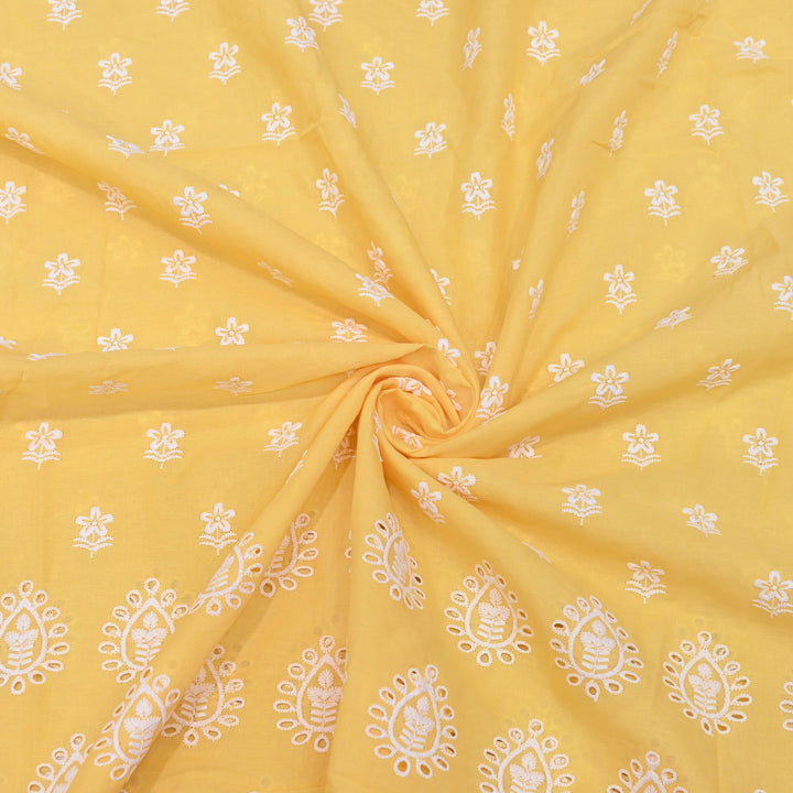 Premium Cotton Chicken Embroidery Plazo Fabric | Soft Cotton Designer Embroidered Fabric | HT73233-03