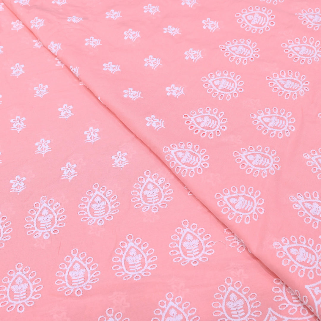 Premium Cotton Chicken Embroidery Plazo Fabric | Soft Cotton Designer Embroidered Fabric | HT73233-04
