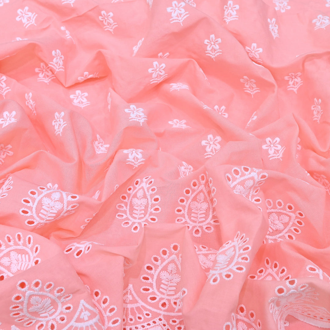 Premium Cotton Chicken Embroidery Plazo Fabric | Soft Cotton Designer Embroidered Fabric | HT73233-04