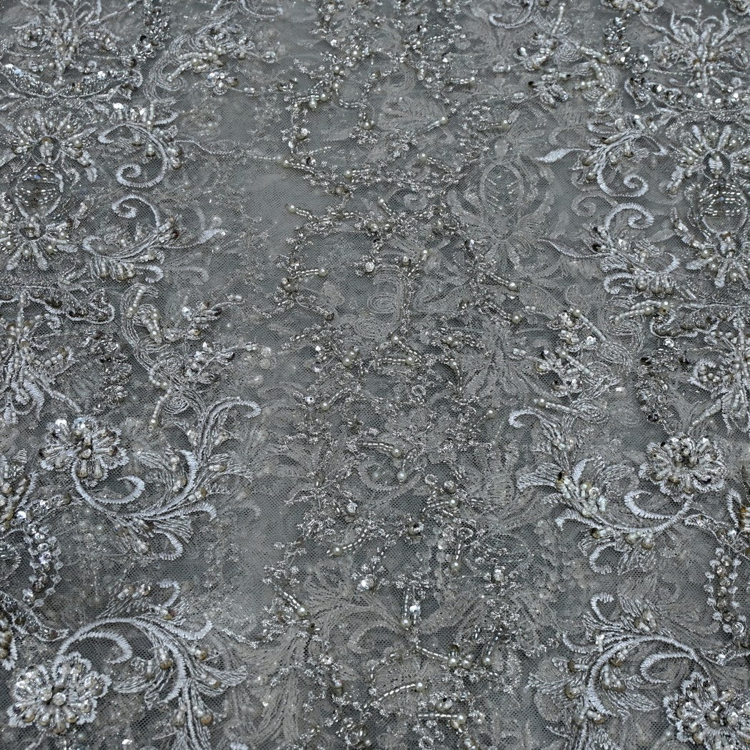 Beautiful Designer Imported Net Cut Dana And Threads Work ,Tassels Heavy  Embroidery Fabrics