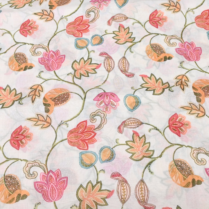 Mul Chanderi Digital Print Fabric - Soft Lightweight Designer Fabric GT0185-A3