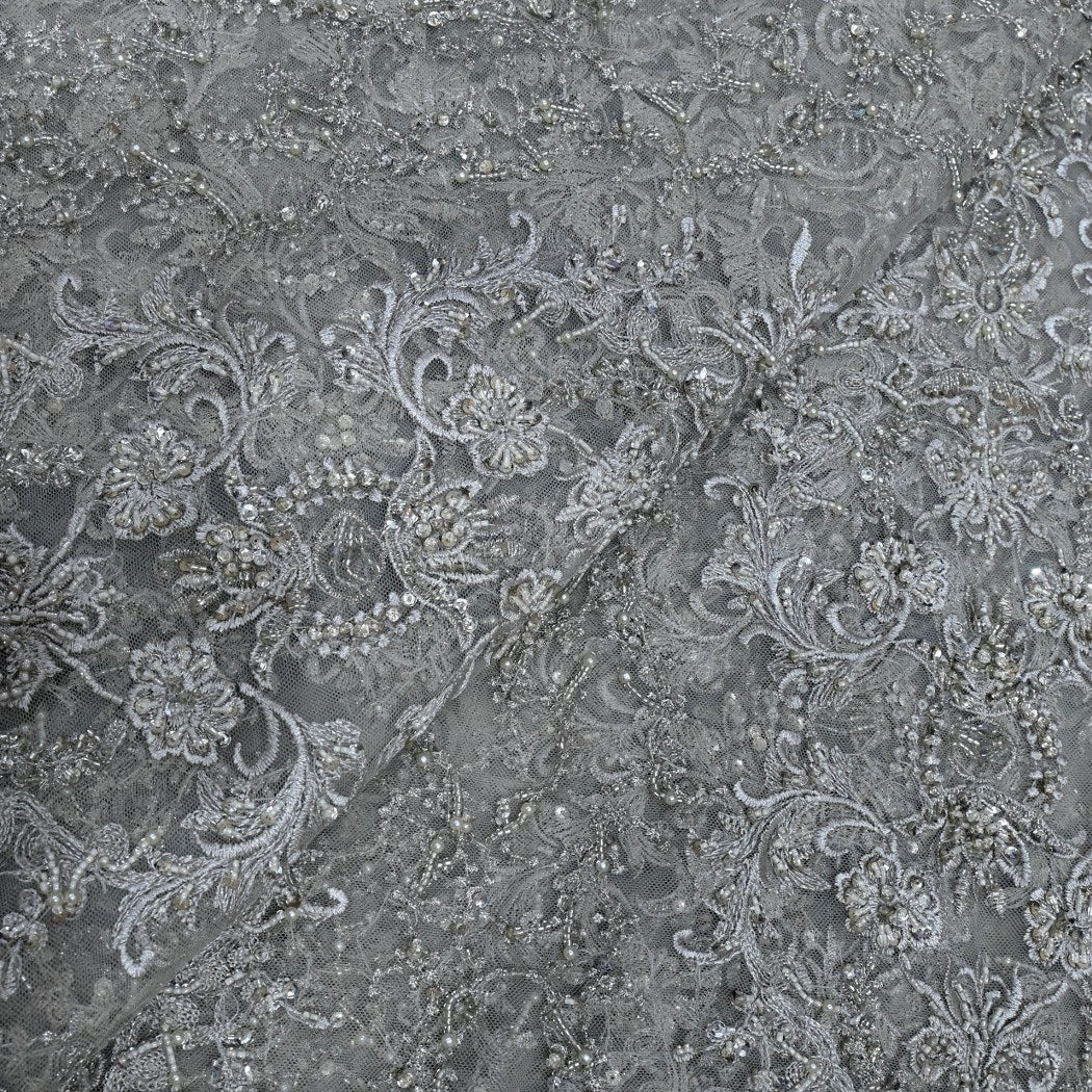 Beautiful Designer Imported Net Cut Dana And Threads Work ,Tassels Heavy  Embroidery Fabrics