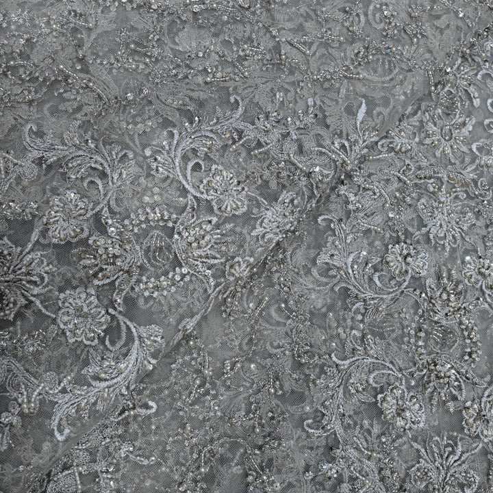 Beautiful Designer Imported Net Cut Dana And Threads Work ,Tassels Heavy  Embroidery Fabrics