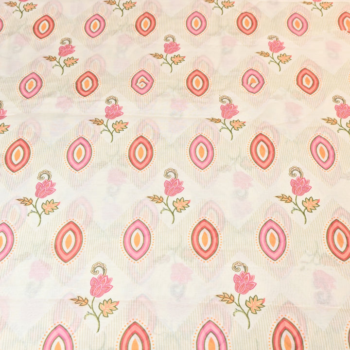 Mul Chanderi Digital Print Fabric - Soft Lightweight Designer Fabric GT0185-A4