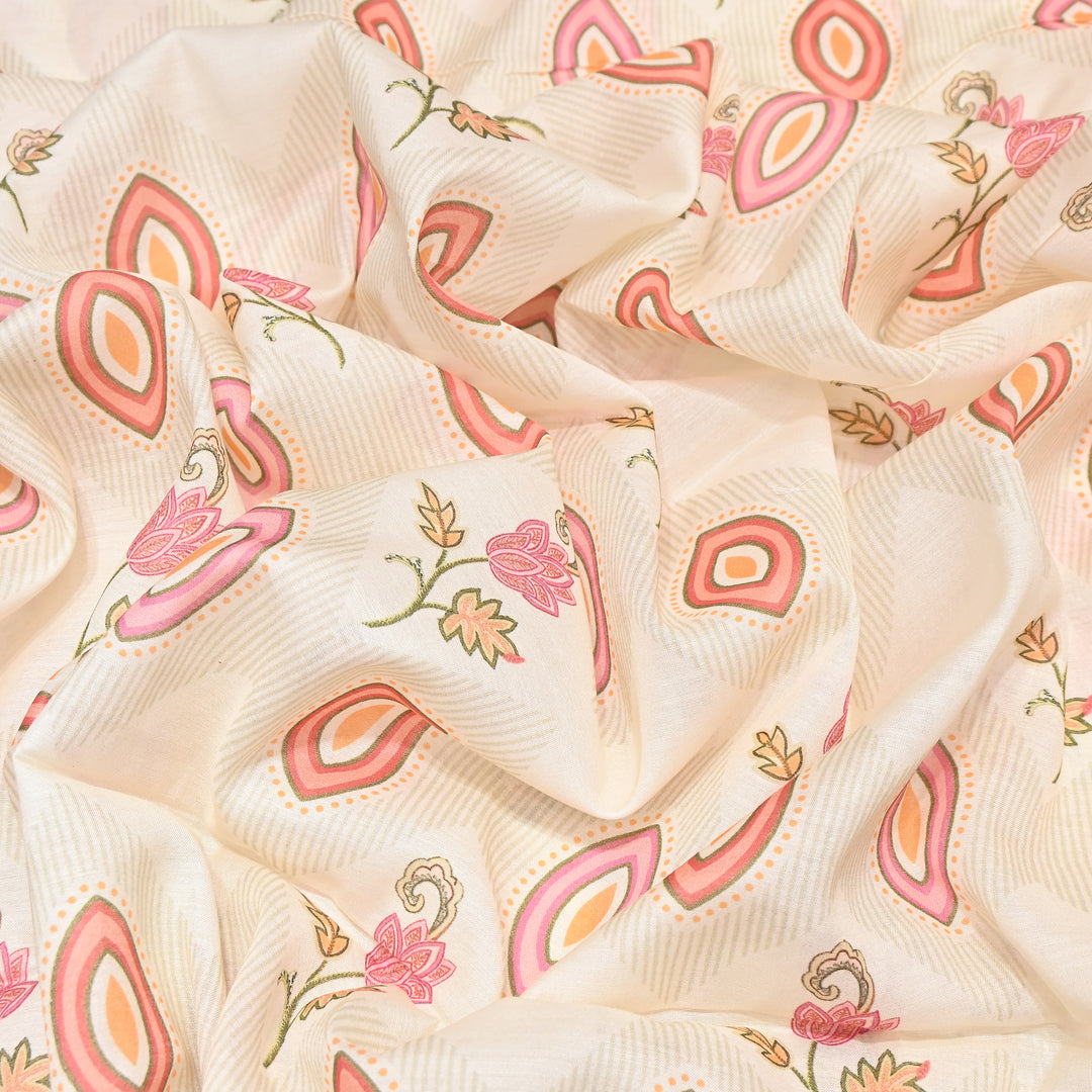 Mul Chanderi Digital Print Fabric - Soft Lightweight Designer Fabric GT0185-A4