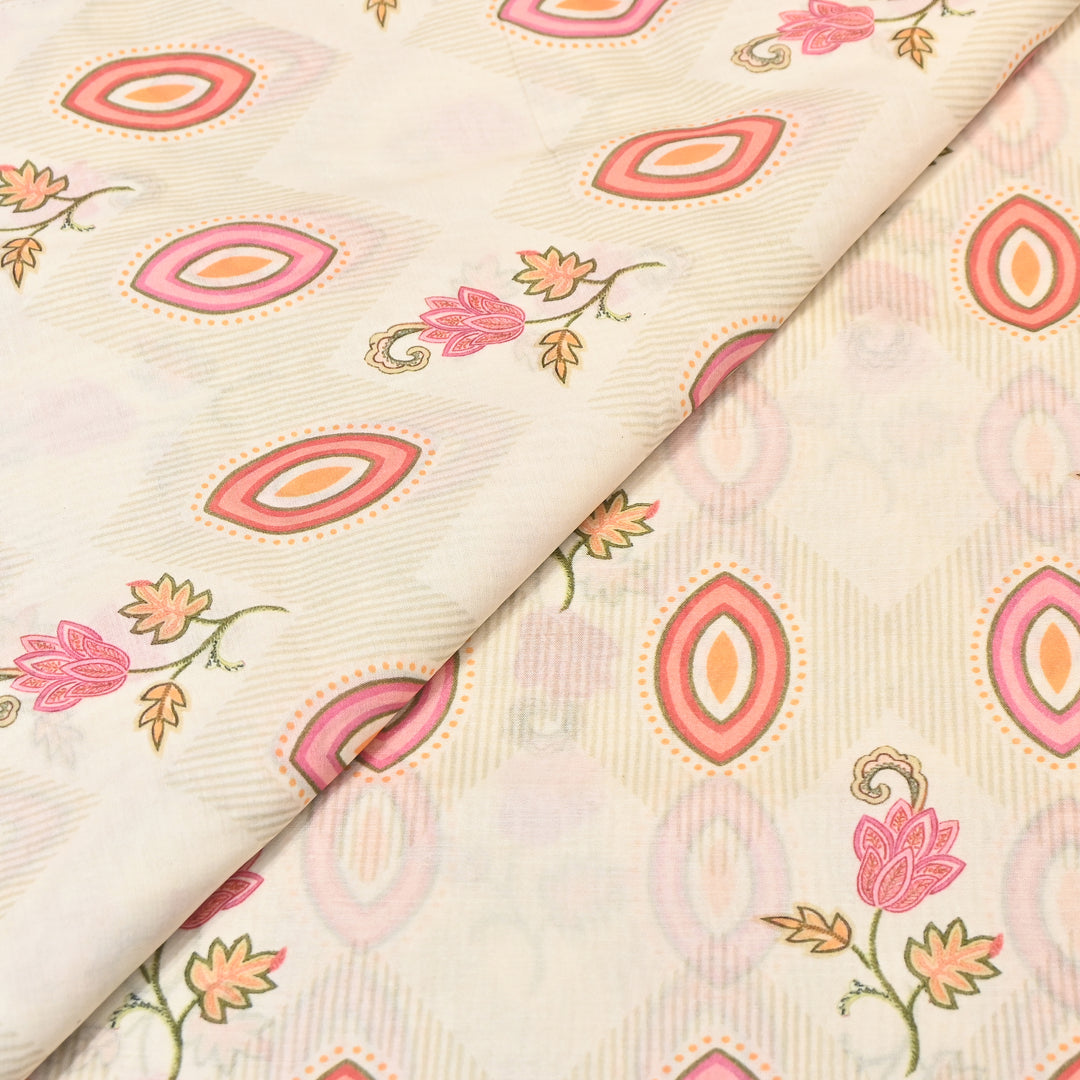 Mul Chanderi Digital Print Fabric - Soft Lightweight Designer Fabric GT0185-A4