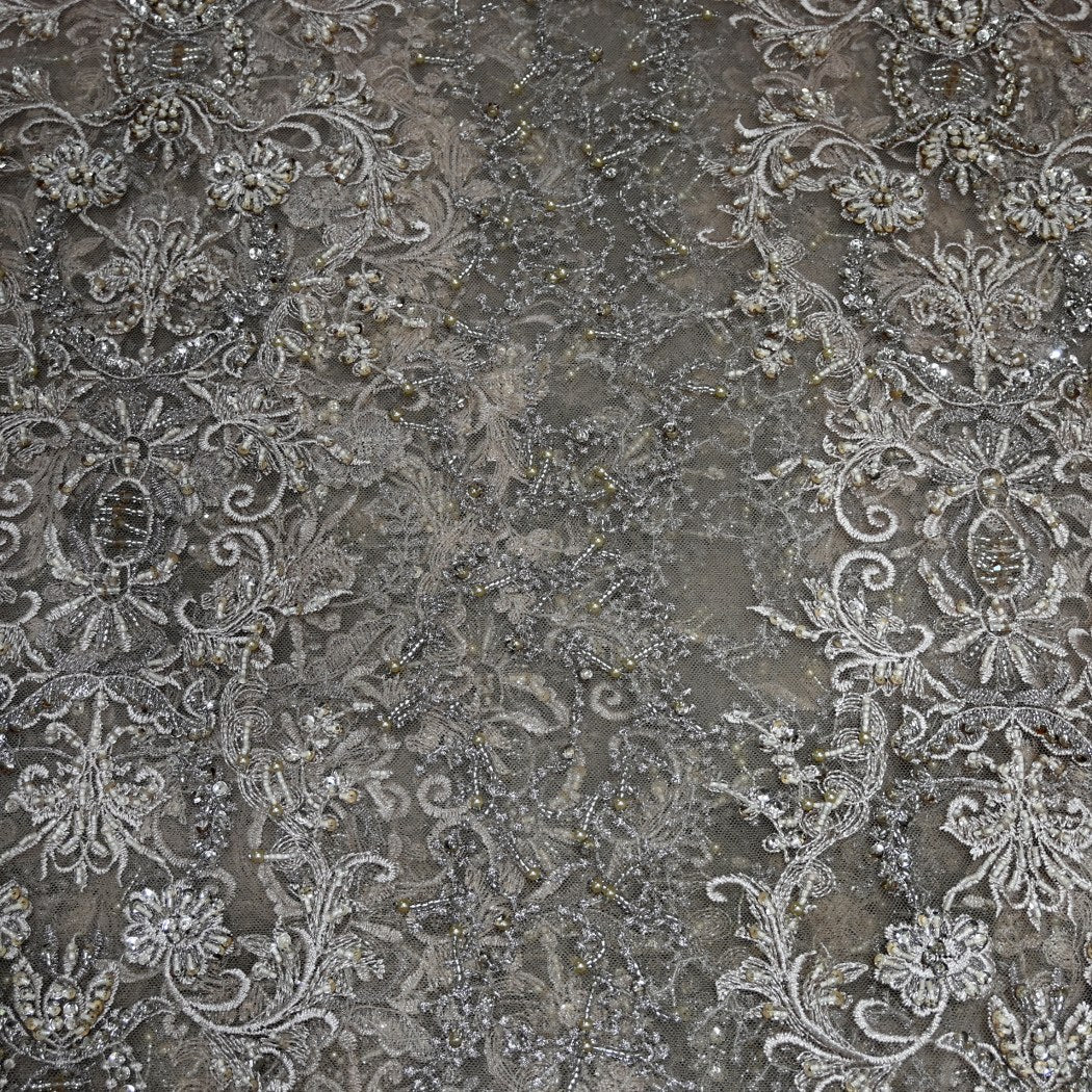 Beautiful Designer Imported Net Cut Dana And Threads Work ,Tassels Heavy  Embroidery Fabrics
