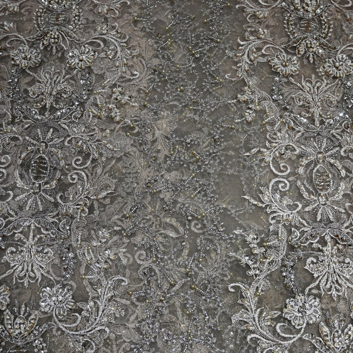 Beautiful Designer Imported Net Cut Dana And Threads Work ,Tassels Heavy  Embroidery Fabrics