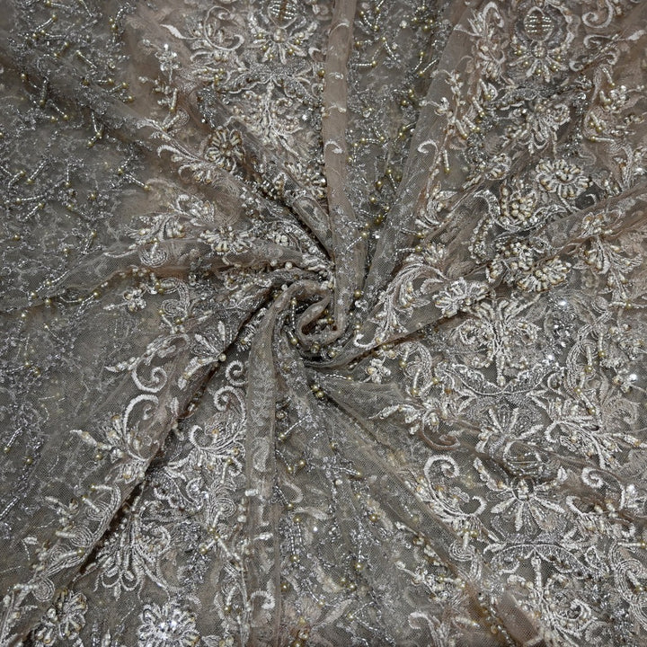 Beautiful Designer Imported Net Cut Dana And Threads Work ,Tassels Heavy  Embroidery Fabrics