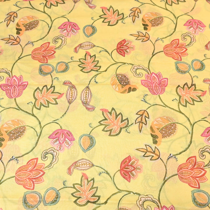Mul Chanderi Digital Print Fabric - Soft Lightweight Designer Fabric GT0185-A1