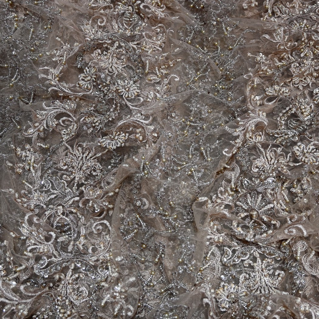 Beautiful Designer Imported Net Cut Dana And Threads Work ,Tassels Heavy  Embroidery Fabrics