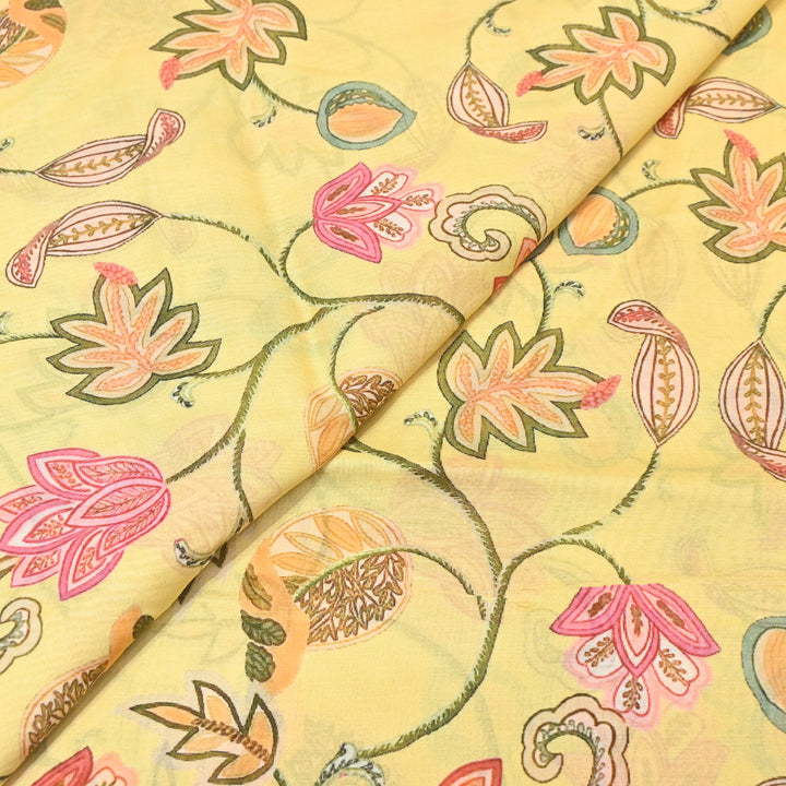 Mul Chanderi Digital Print Fabric - Soft Lightweight Designer Fabric GT0185-A1