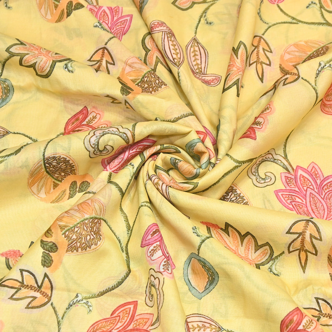 Mul Chanderi Digital Print Fabric - Soft Lightweight Designer Fabric GT0185-A1