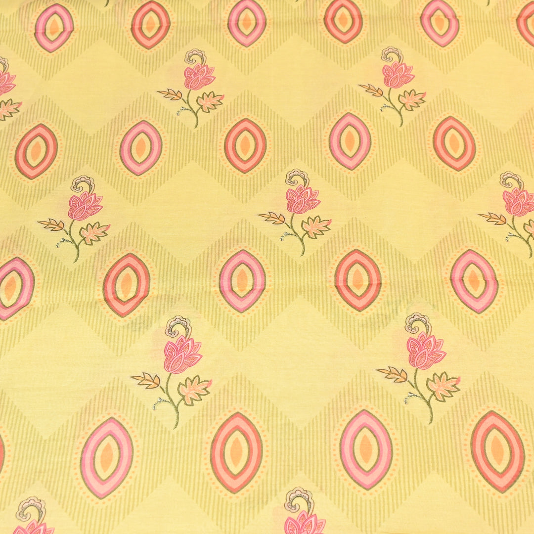 Mul Chanderi Digital Print Fabric - Soft Lightweight Designer Fabric GT0185-A2