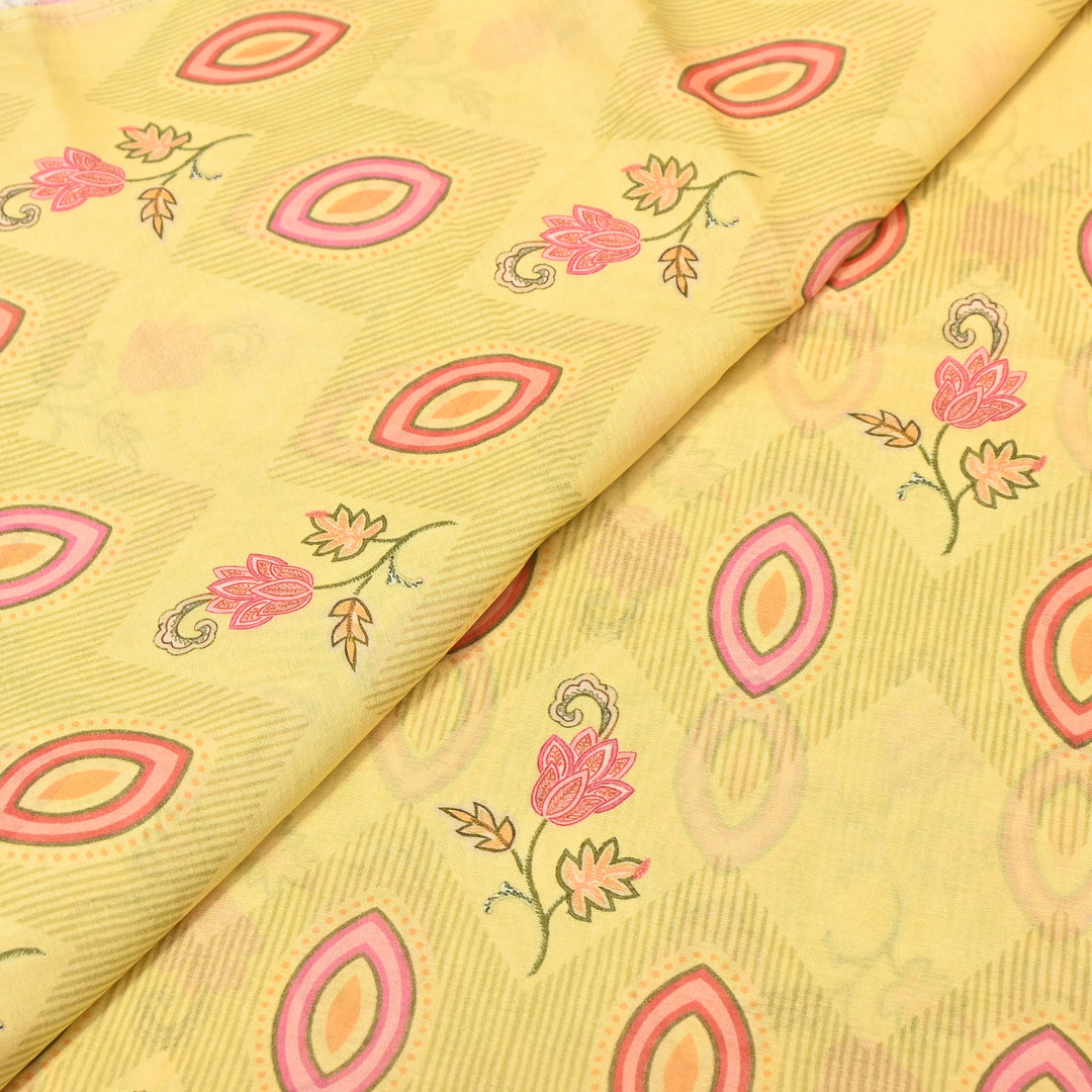 Mul Chanderi Digital Print Fabric - Soft Lightweight Designer Fabric GT0185-A2