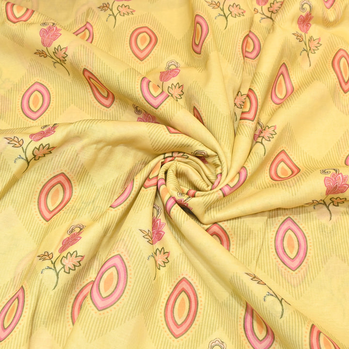 Mul Chanderi Digital Print Fabric - Soft Lightweight Designer Fabric GT0185-A2