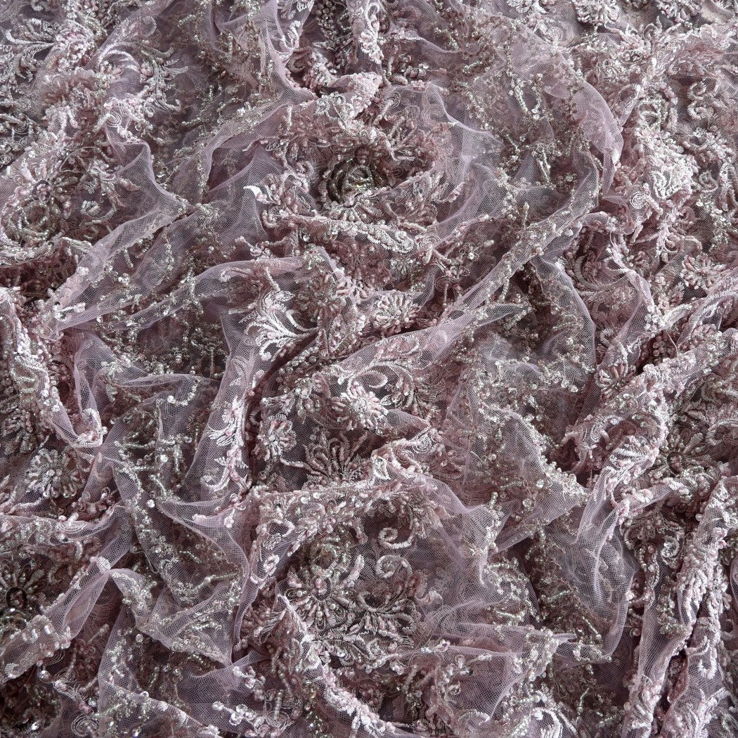 Beautiful Designer Imported Net Cut Dana And Threads Work ,Tassels Heavy  Embroidery Fabrics
