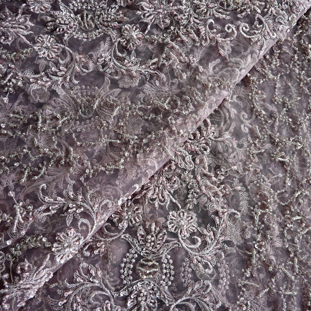 Beautiful Designer Imported Net Cut Dana And Threads Work ,Tassels Heavy  Embroidery Fabrics