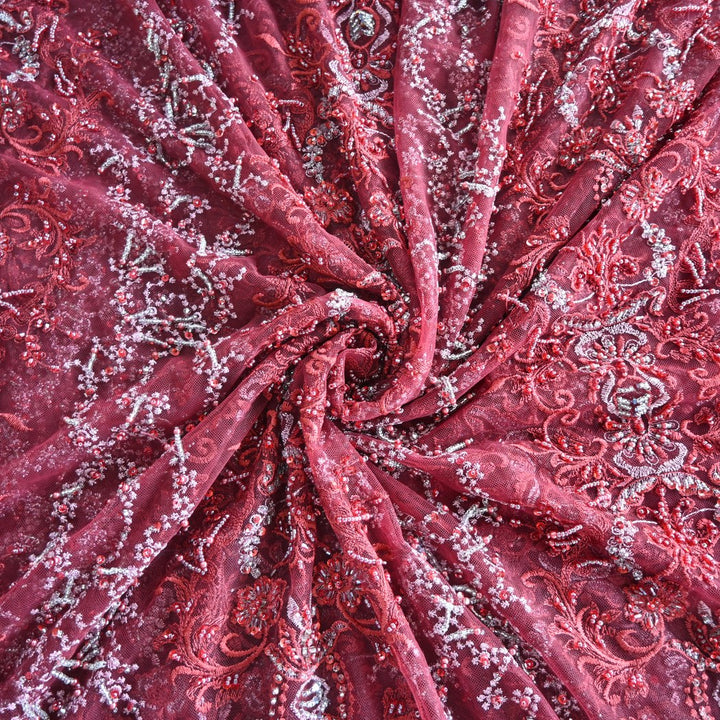 Beautiful Designer Imported Net Cut Dana And Threads Work ,Tassels Heavy  Embroidery Fabrics