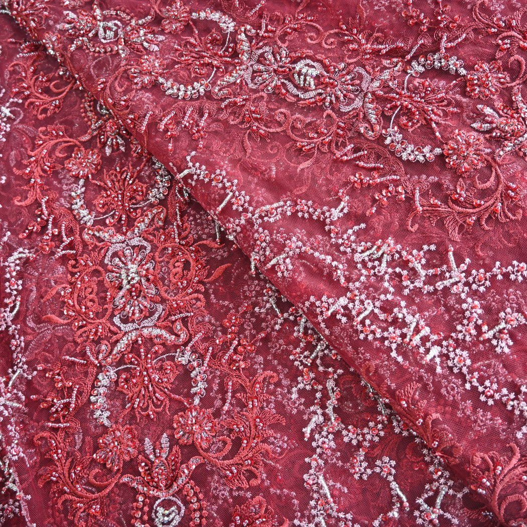 Beautiful Designer Imported Net Cut Dana And Threads Work ,Tassels Heavy  Embroidery Fabrics