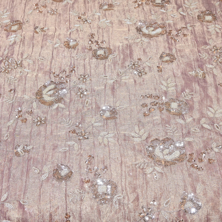 Crush Tissue Moti &  Sequins Embroidery Fabric | Elegant Designer Party Wear Fabric | FP2569-05