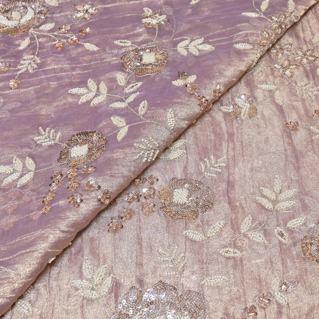 Crush Tissue Moti &  Sequins Embroidery Fabric | Elegant Designer Party Wear Fabric | FP2569-05