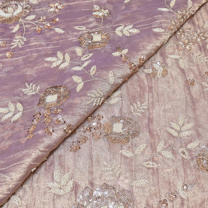 Crush Tissue Moti &  Sequins Embroidery Fabric | Elegant Designer Party Wear Fabric | FP2569-05