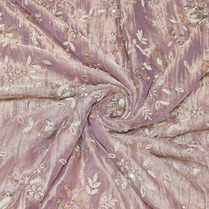 Crush Tissue Moti &  Sequins Embroidery Fabric | Elegant Designer Party Wear Fabric | FP2569-05