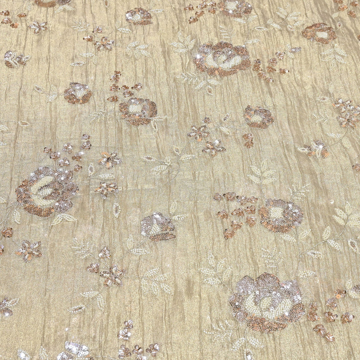 Crush Tissue Moti &  Sequins Embroidery Fabric | Elegant Designer Party Wear Fabric | FP2569-01