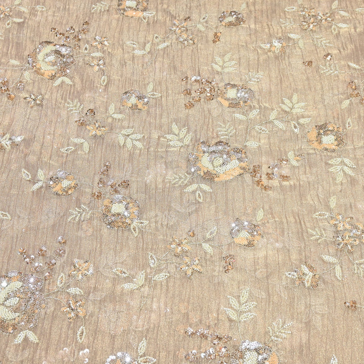 Crush Tissue Moti &  Sequins Embroidery Fabric | Elegant Designer Party Wear Fabric | FP2569-03