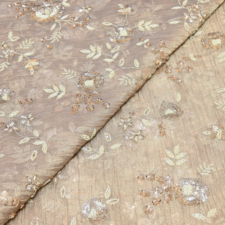 Crush Tissue Moti &  Sequins Embroidery Fabric | Elegant Designer Party Wear Fabric | FP2569-03