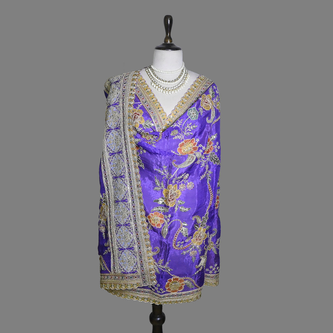 Premium Viscose Organza Position Print Dupatta–Traditional Zari Woven Festive Dupatta-V2353C-B